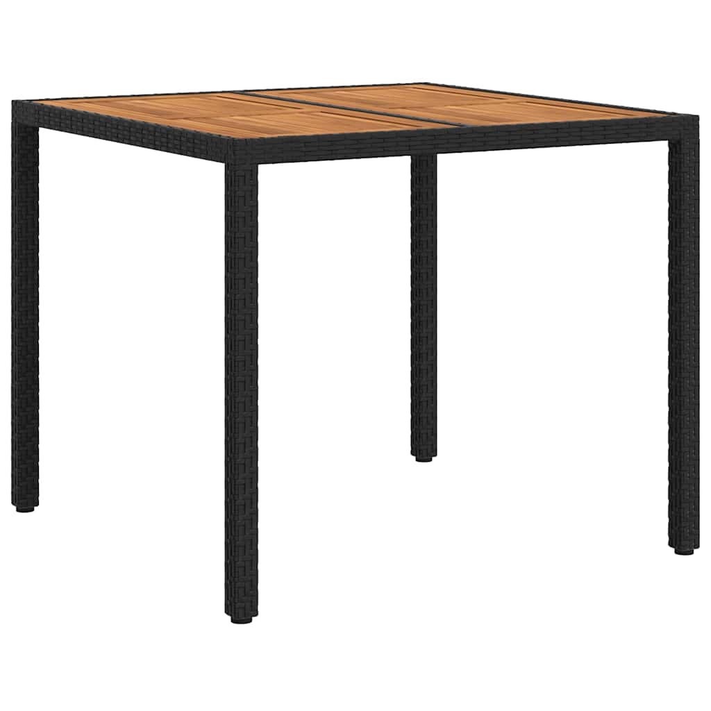 vidaXL Stół Ogrodowy Czarny 90 x 90 x 75 cm polirattan