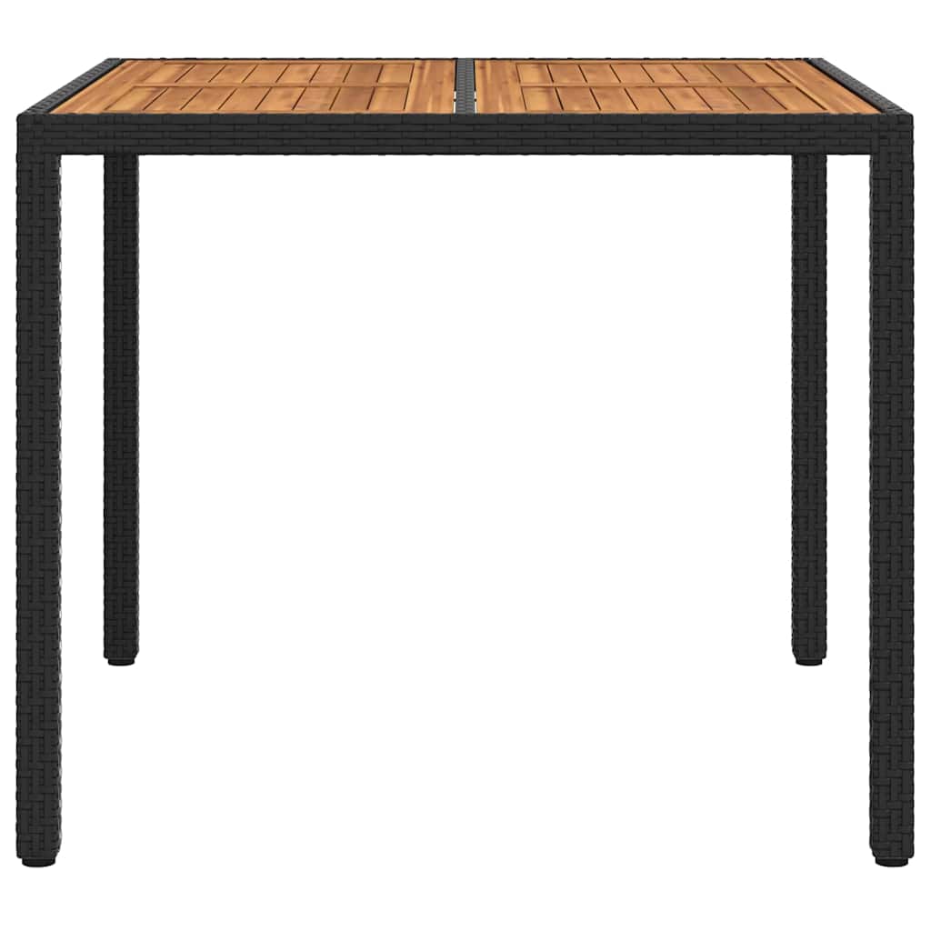vidaXL Stół Ogrodowy Czarny 90 x 90 x 75 cm polirattan