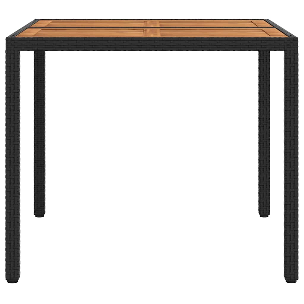 vidaXL Stół Ogrodowy Czarny 90 x 90 x 75 cm polirattan