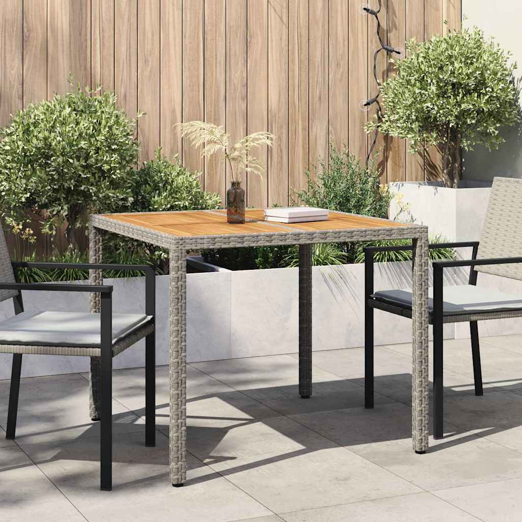 vidaXL Stół Ogrodowy Szary 90 x 90 x 75 cm polirattan