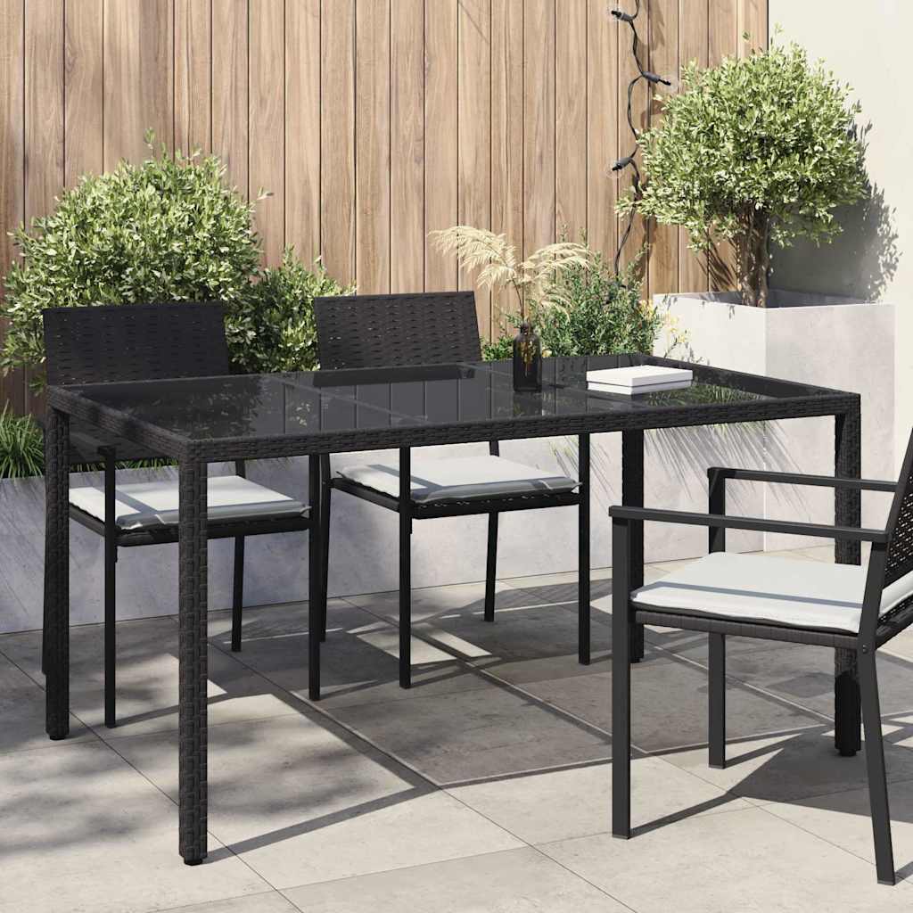vidaXL Stół Ogrodowy Czarny 150 x 90 x 75 cm polirattan