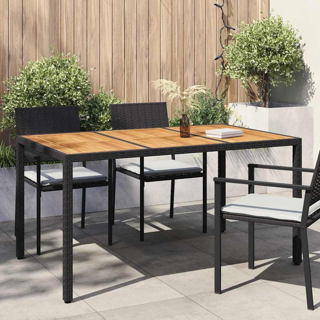 vidaXL Stół Ogrodowy Czarny 150 x 90 x 75 cm polirattan