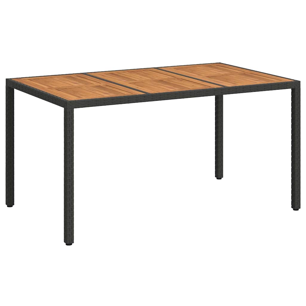 vidaXL Stół Ogrodowy Czarny 150 x 90 x 75 cm polirattan
