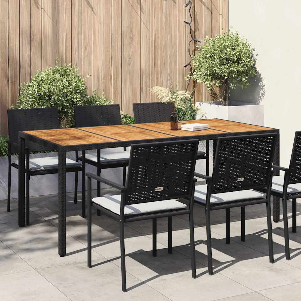 vidaXL Stół Ogrodowy Czarny 190 x 90 x 75 cm polirattan