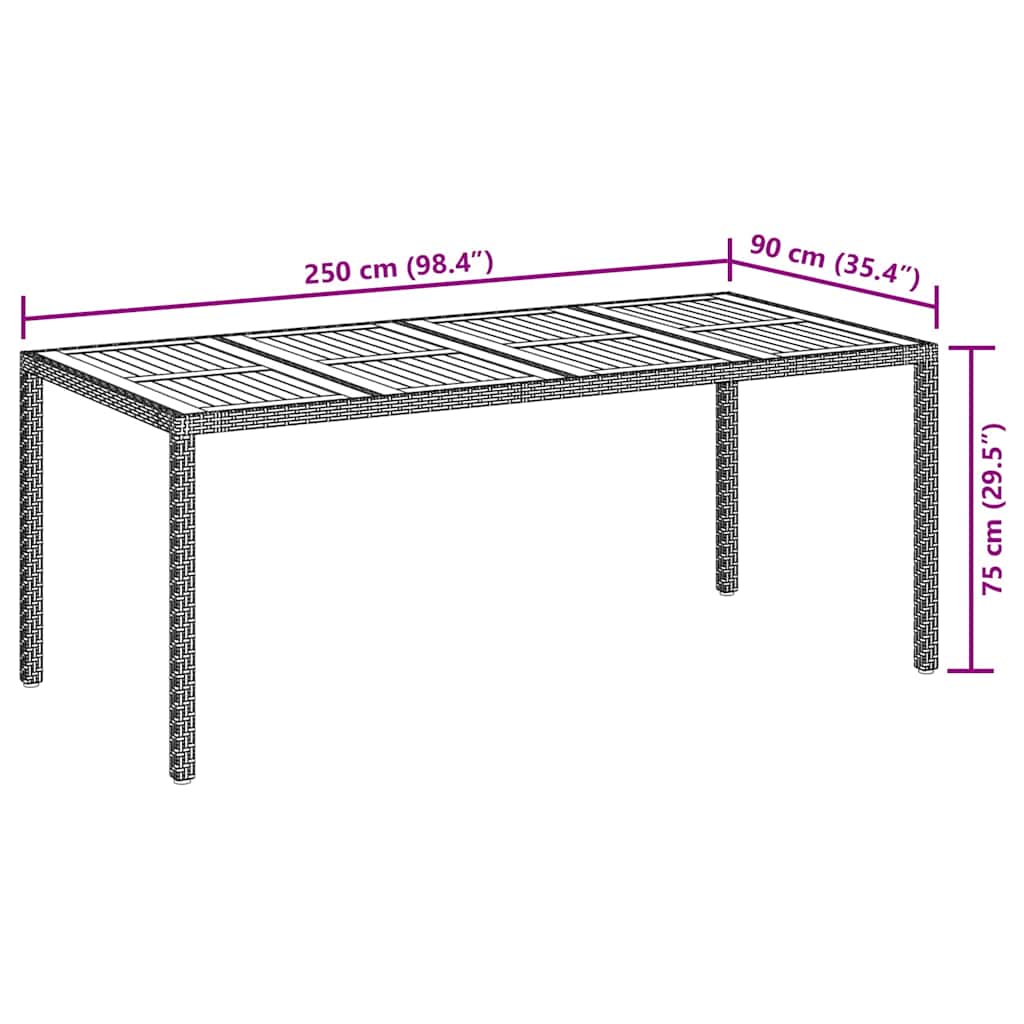 vidaXL Stół Ogrodowy Czarny 190 x 90 x 75 cm polirattan