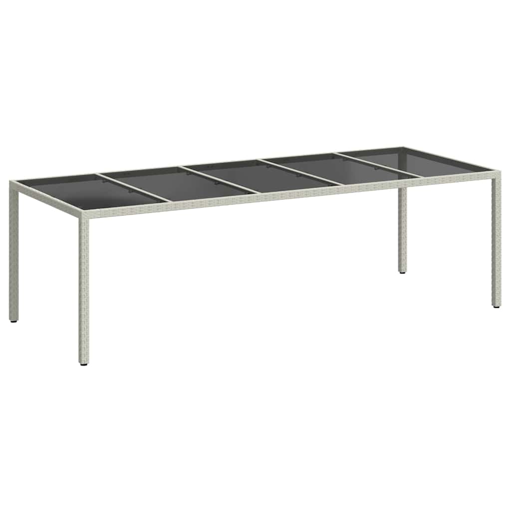 vidaXL Stół ogrodowy, biały, 250x100x75cm, rattan PE i szkło hartowane