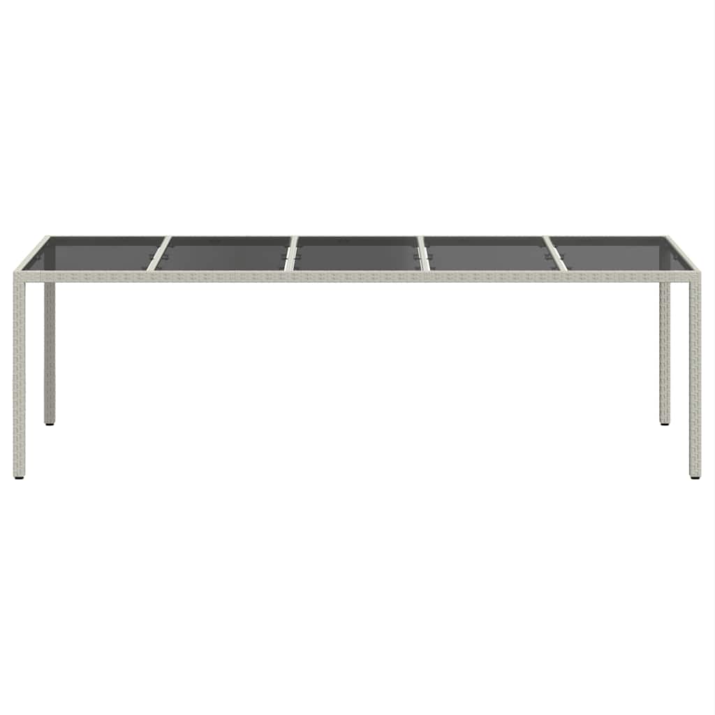vidaXL Stół ogrodowy, biały, 250x100x75cm, rattan PE i szkło hartowane
