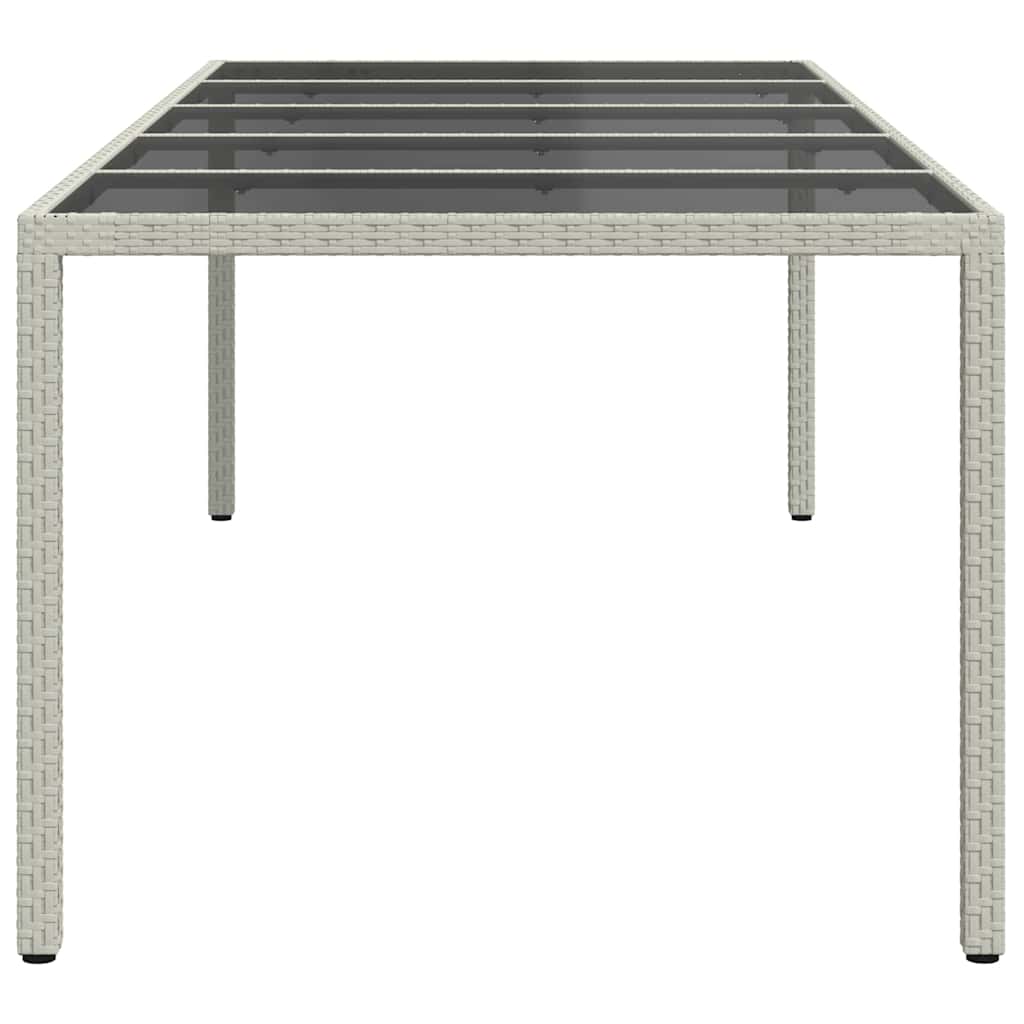 vidaXL Stół ogrodowy, biały, 250x100x75cm, rattan PE i szkło hartowane