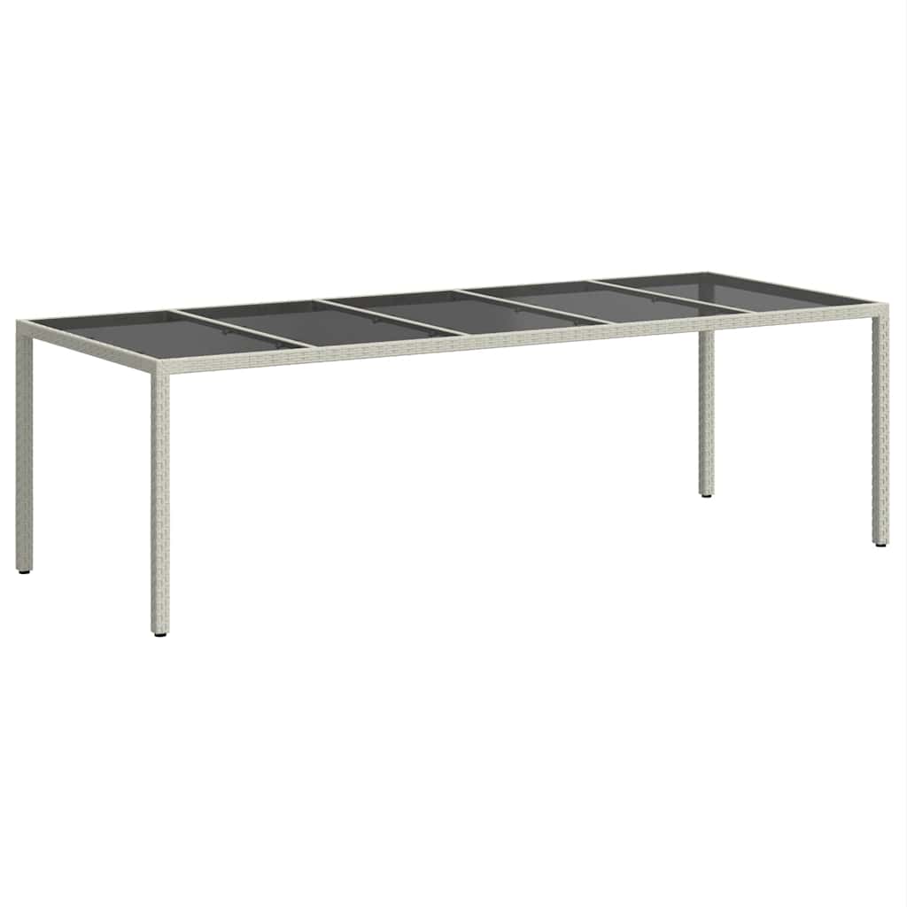 vidaXL Stół ogrodowy, biały, 250x100x75cm, rattan PE i szkło hartowane