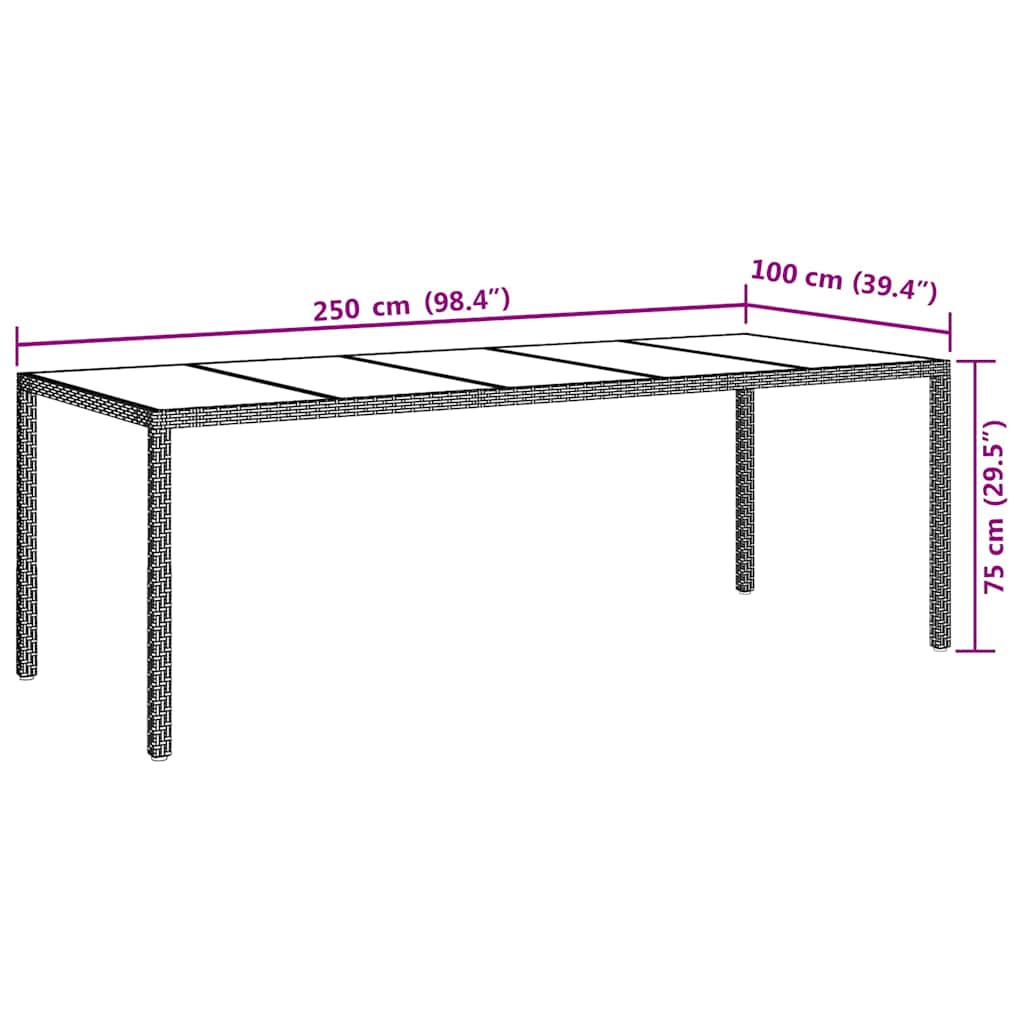 vidaXL Stół Ogrodowy Beżowy 250 x 100 x 75 cm polirattan