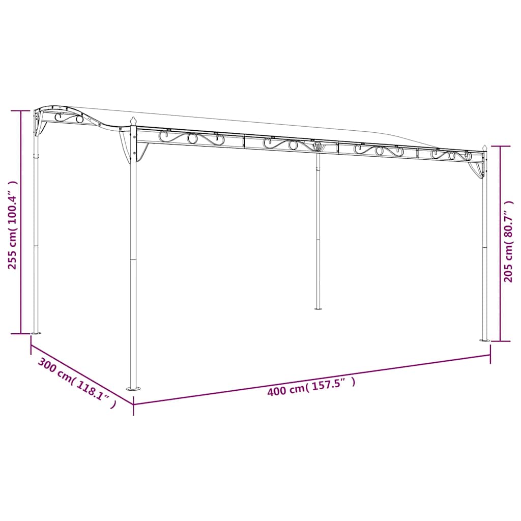 vidaXL Zadaszenie, antracytowe, 4x3 m, 180 g/m², tkanina i stal