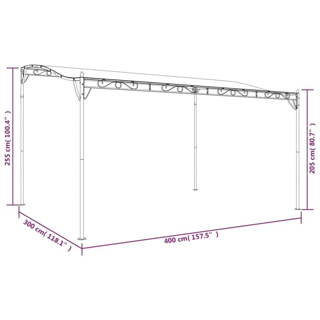 vidaXL Zadaszenie, kolor taupe, 4x3 m, 180 g/m², tkanina i stal