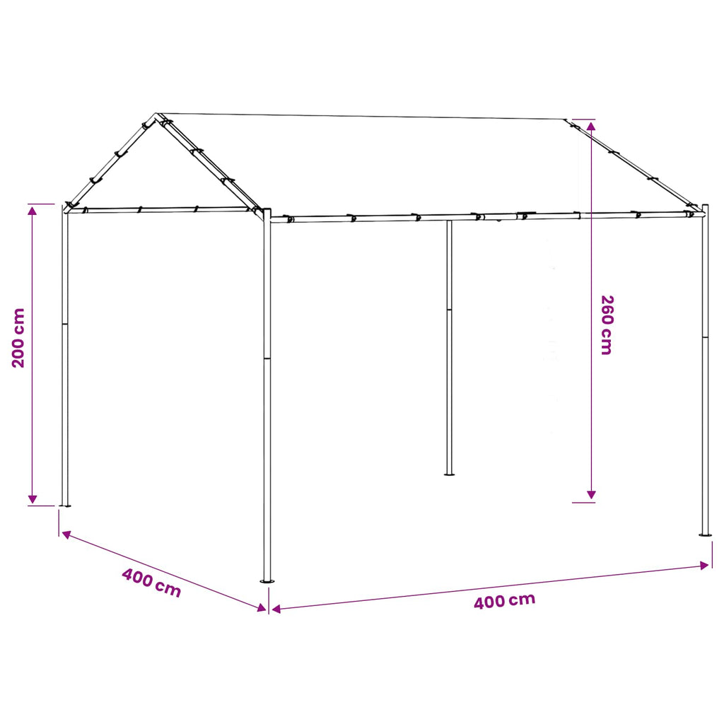 vidaXL Altana 4 x 4 x 2,6 m Biały Stal i poliester 180 gsm
