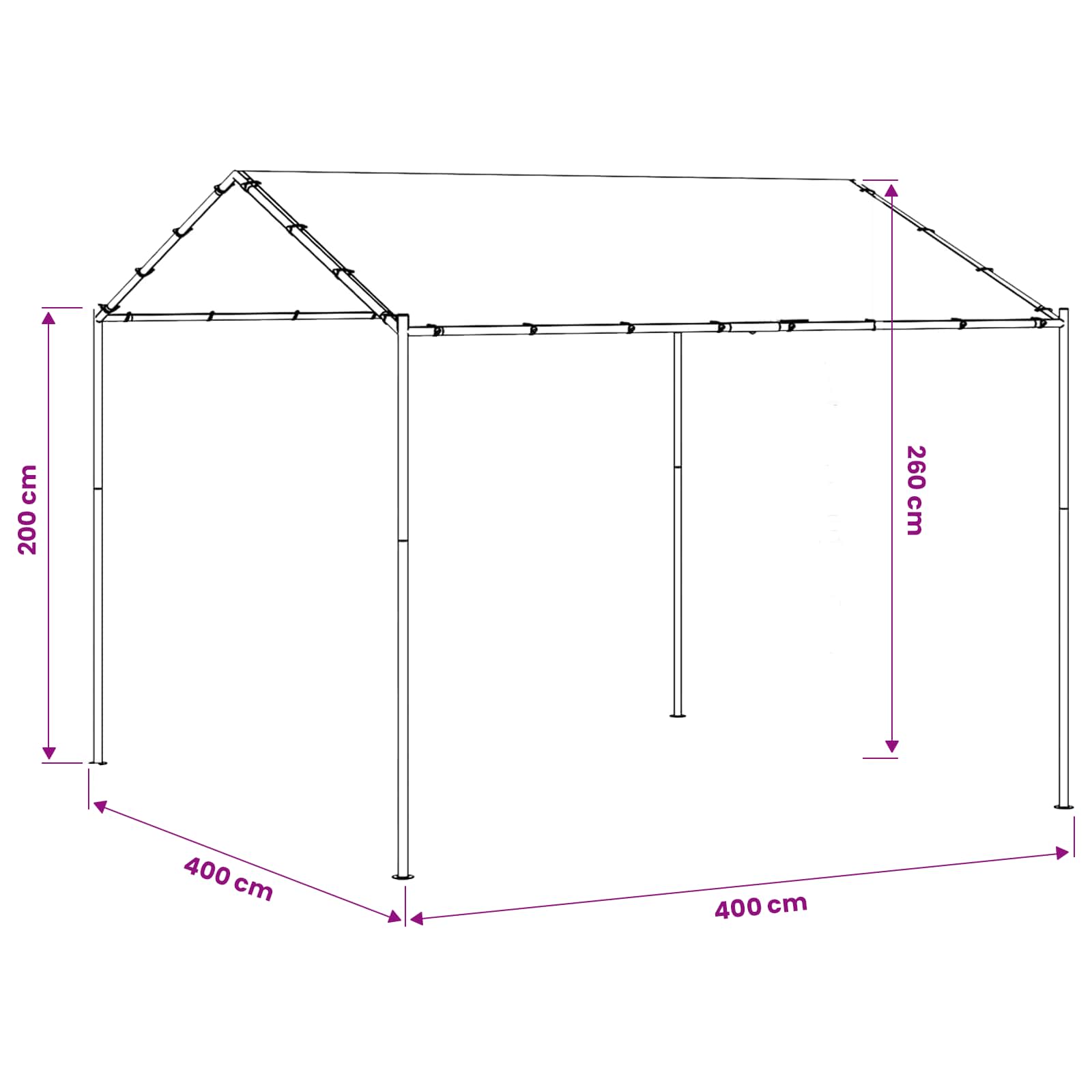 vidaXL Altana 4 x 4 x 2,6 m Biały Stal i poliester 180 gsm