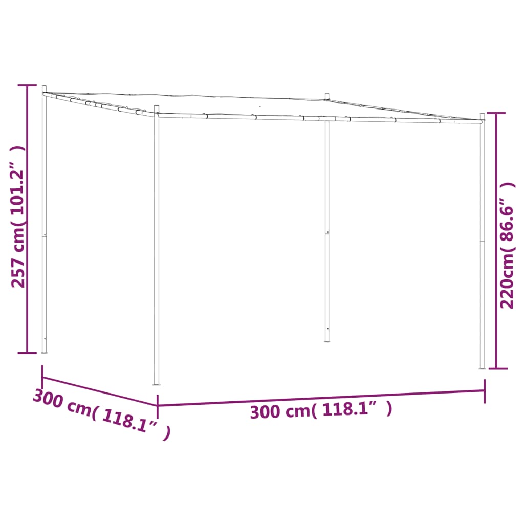 vidaXL Altana, beżowa, 3x3 m, 180 g/m², tkanina i stal