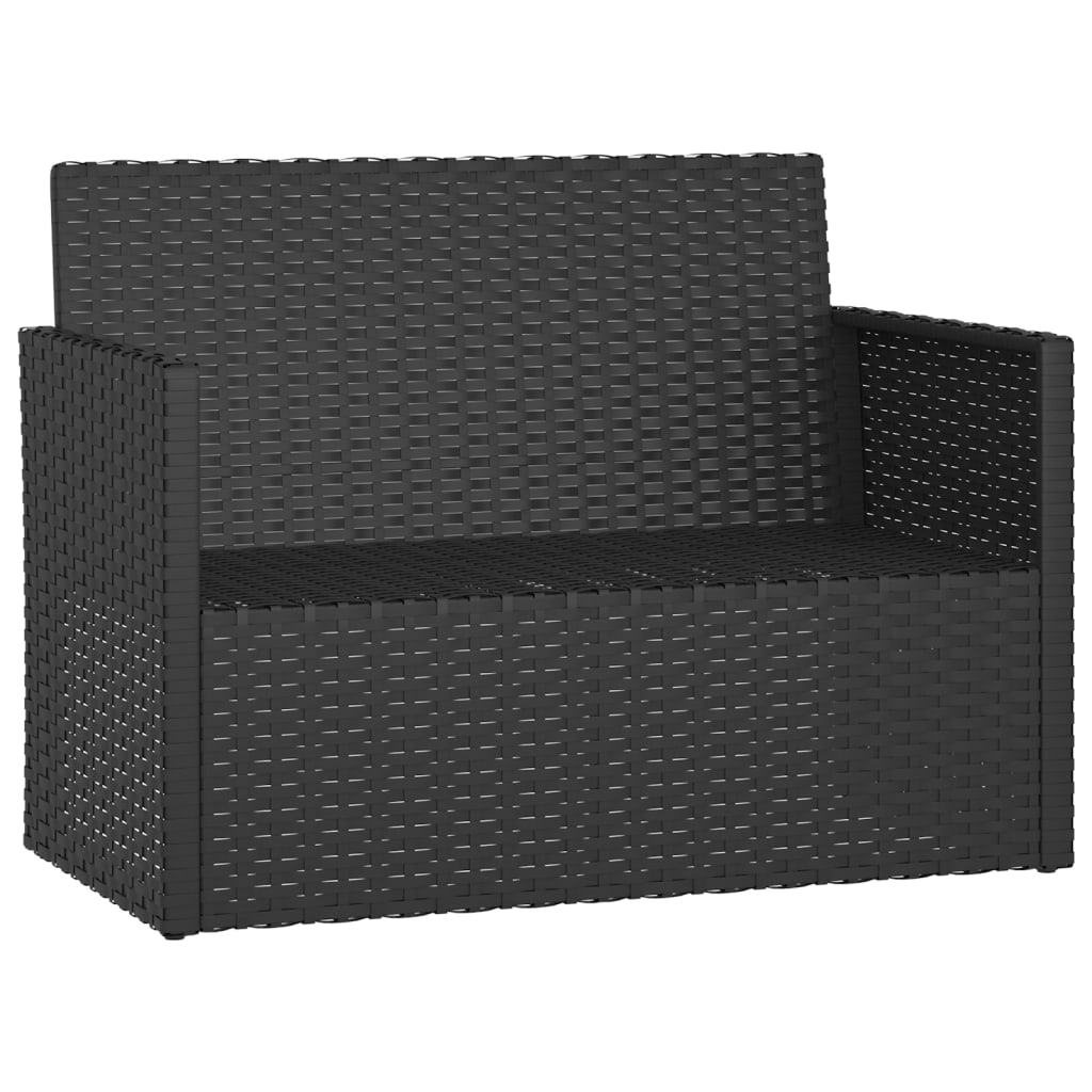 vidaXL Ławka ogrodowa z poduszkami, czarna, 105 cm, polirattan