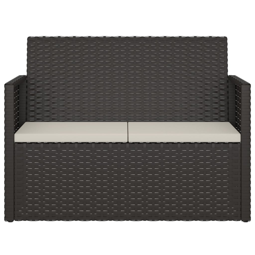 vidaXL Ławka ogrodowa z poduszkami, czarna, 105 cm, polirattan