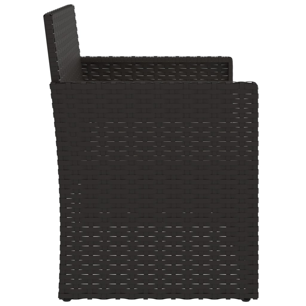 vidaXL Ławka ogrodowa z poduszkami, czarna, 105 cm, polirattan