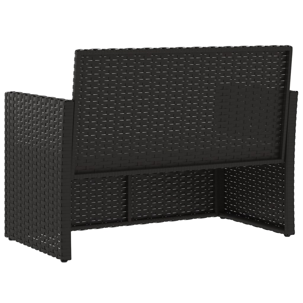 vidaXL Ławka ogrodowa z poduszkami, czarna, 105 cm, polirattan