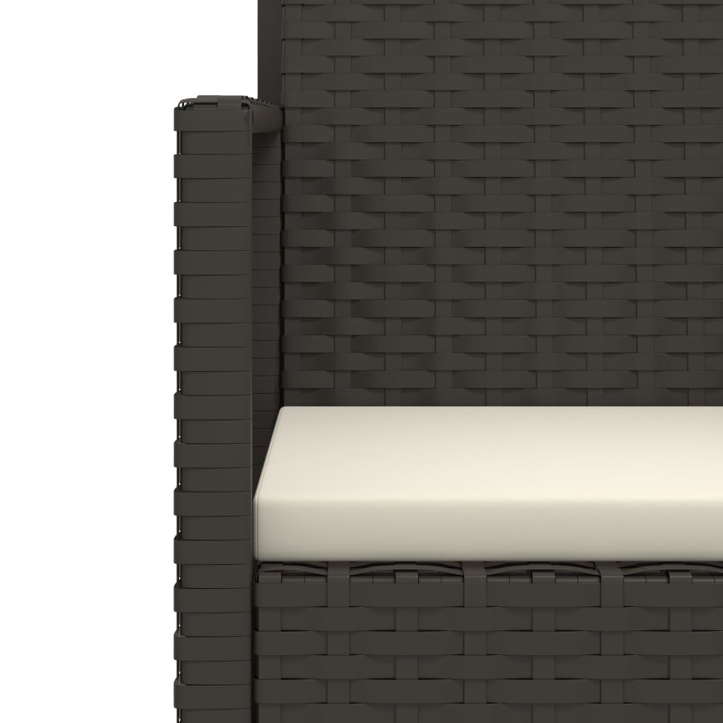 vidaXL Ławka ogrodowa z poduszkami, czarna, 105 cm, polirattan