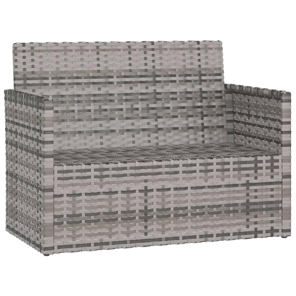 vidaXL Ławka ogrodowa z poduszkami, szara, 105 cm, polirattan