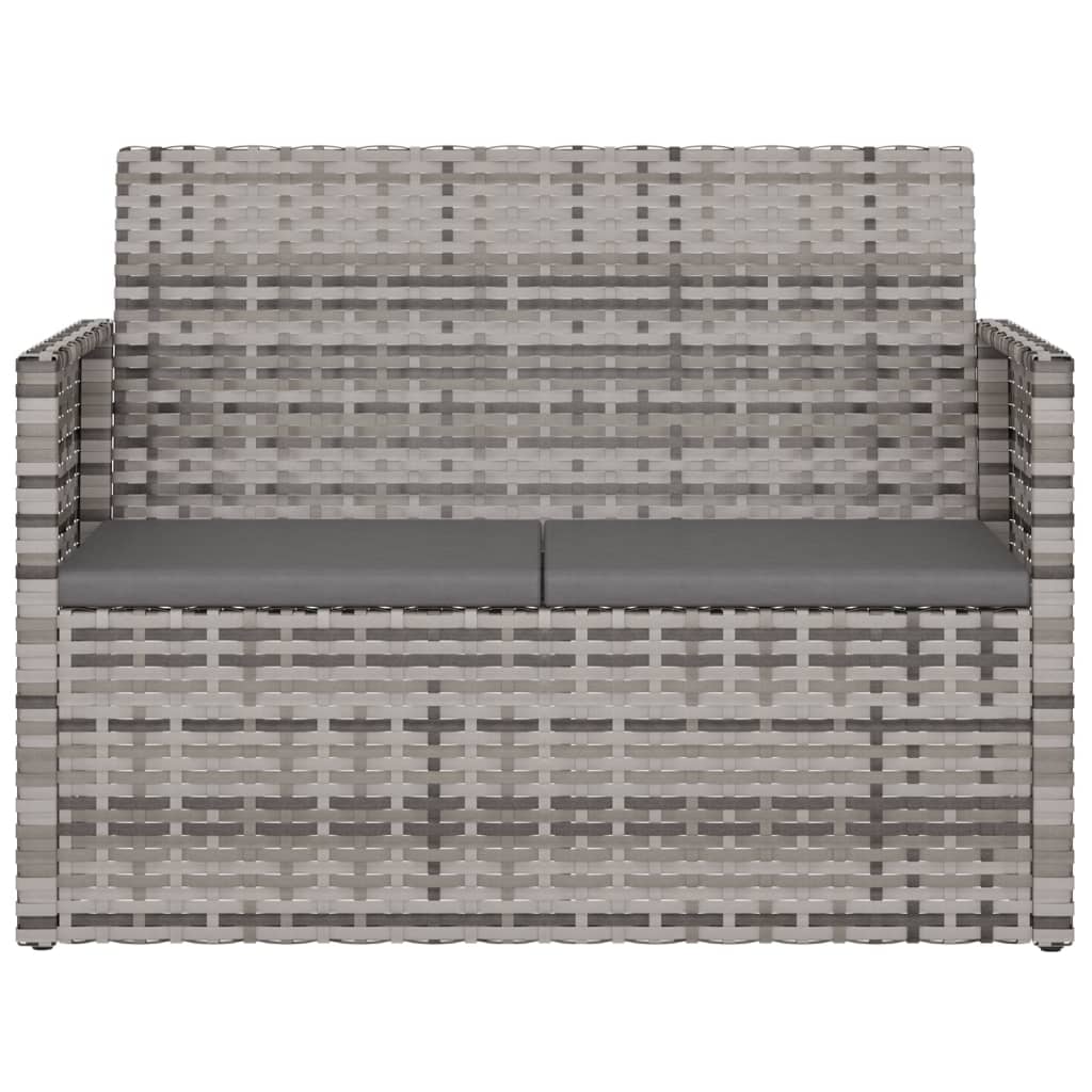 vidaXL Ławka ogrodowa z poduszkami, szara, 105 cm, polirattan