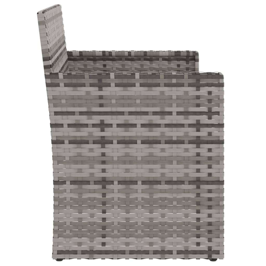 vidaXL Ławka ogrodowa z poduszkami, szara, 105 cm, polirattan