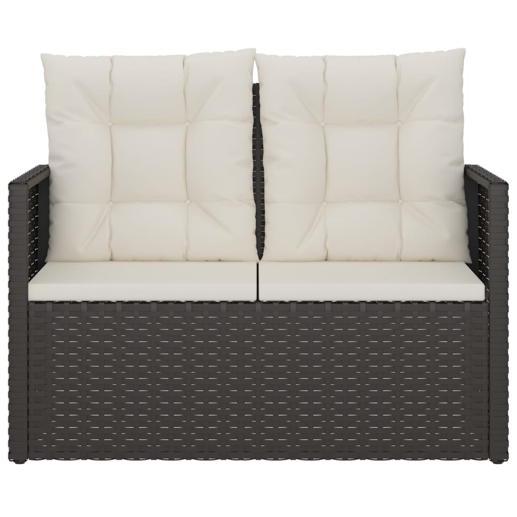 vidaXL Ławka ogrodowa z poduszkami, czarna, 105 cm, polirattan