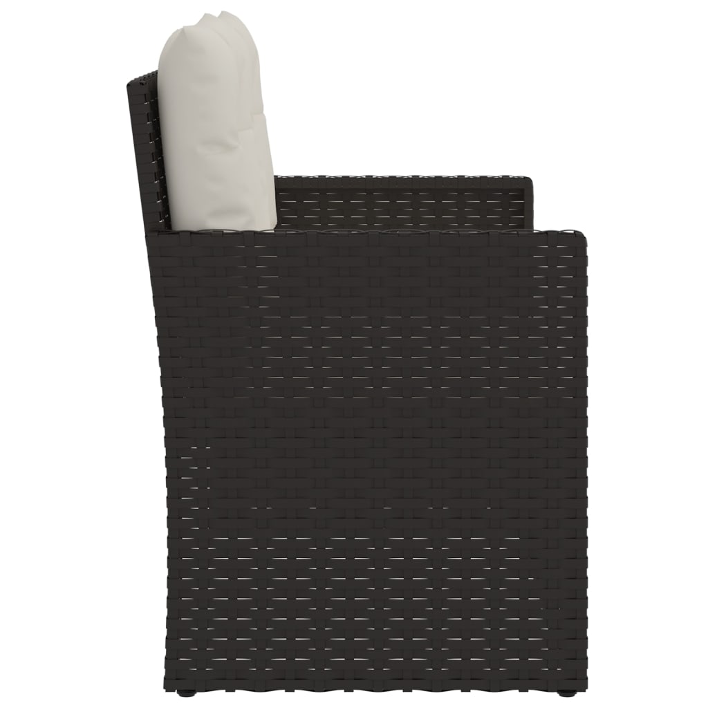 vidaXL Ławka ogrodowa z poduszkami, czarna, 105 cm, polirattan
