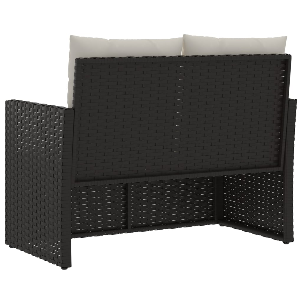 vidaXL Ławka ogrodowa z poduszkami, czarna, 105 cm, polirattan