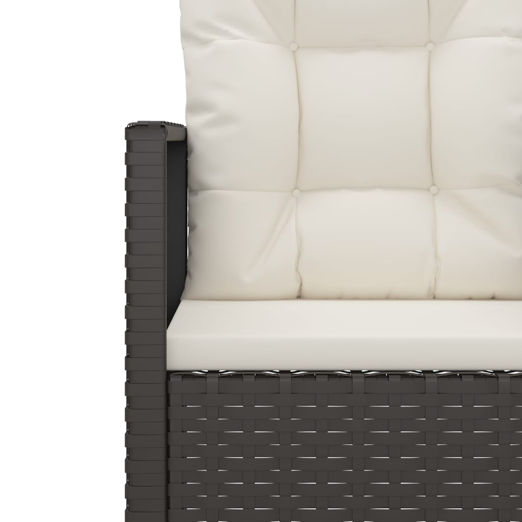 vidaXL Ławka ogrodowa z poduszkami, czarna, 105 cm, polirattan