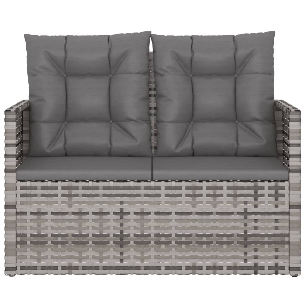vidaXL Ławka ogrodowa z poduszkami, szara, 105 cm, polirattan