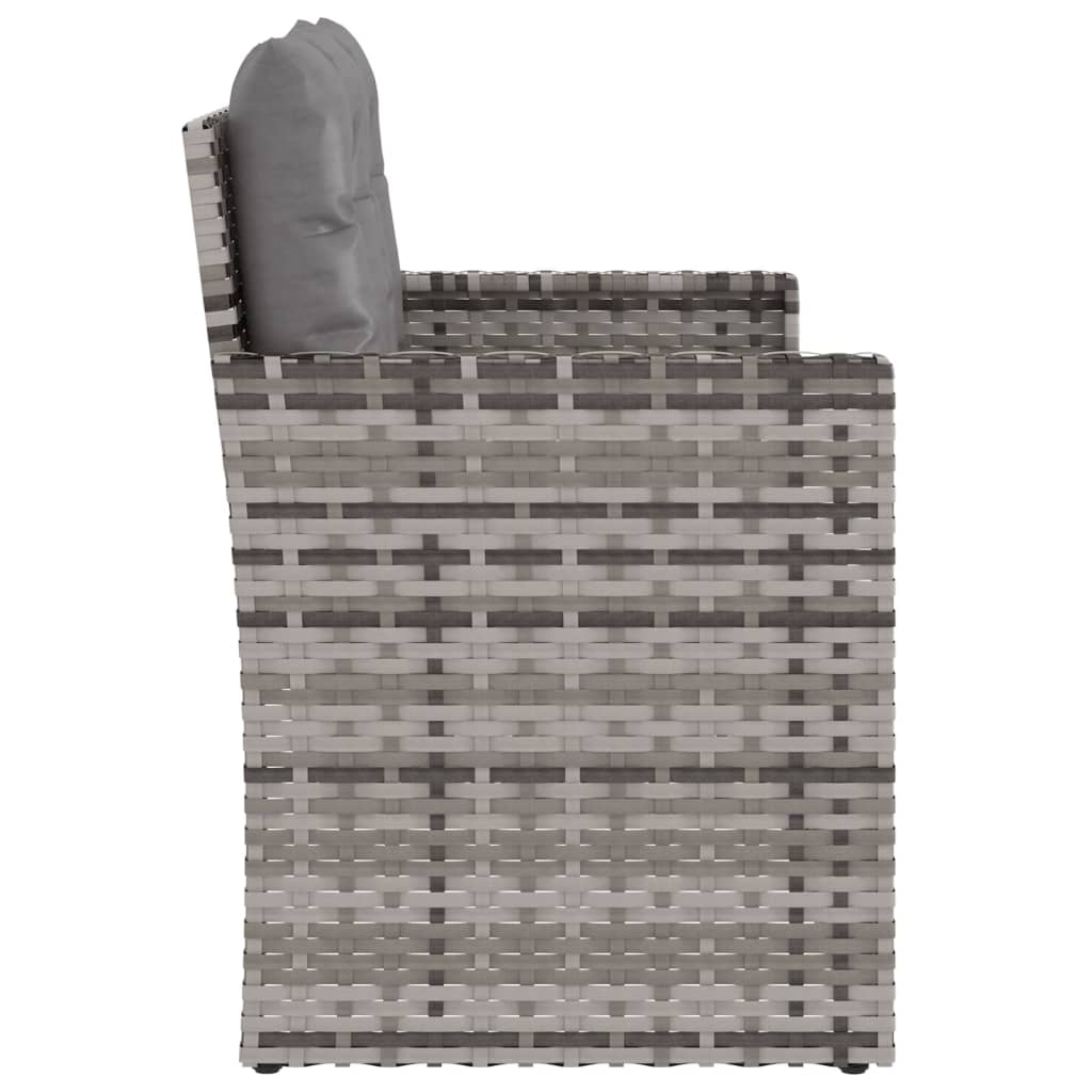 vidaXL Ławka ogrodowa z poduszkami, szara, 105 cm, polirattan