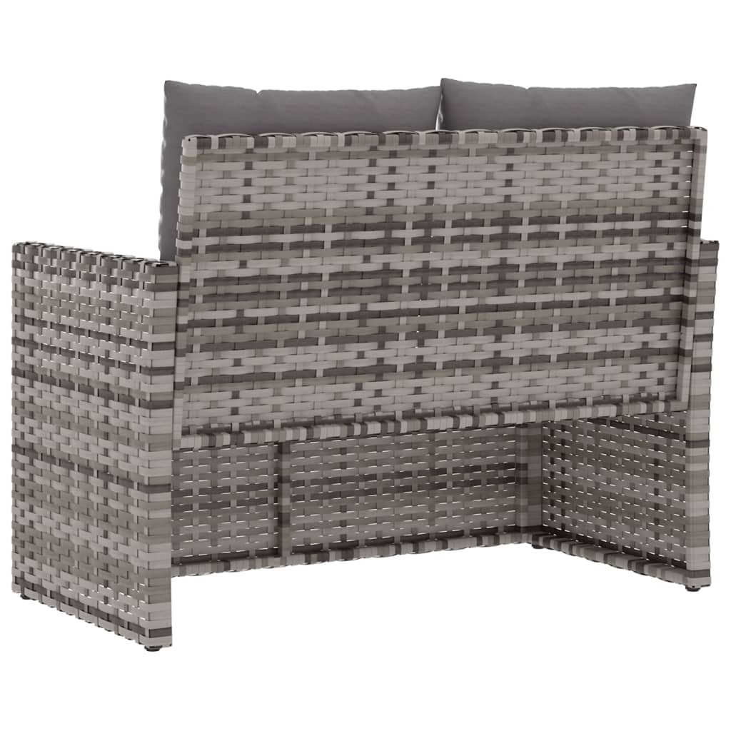 vidaXL Ławka ogrodowa z poduszkami, szara, 105 cm, polirattan