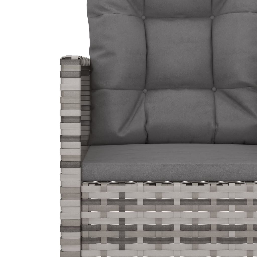 vidaXL Ławka ogrodowa z poduszkami, szara, 105 cm, polirattan