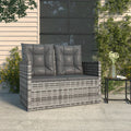 vidaXL Ławka ogrodowa z poduszkami, szara, 105 cm, polirattan