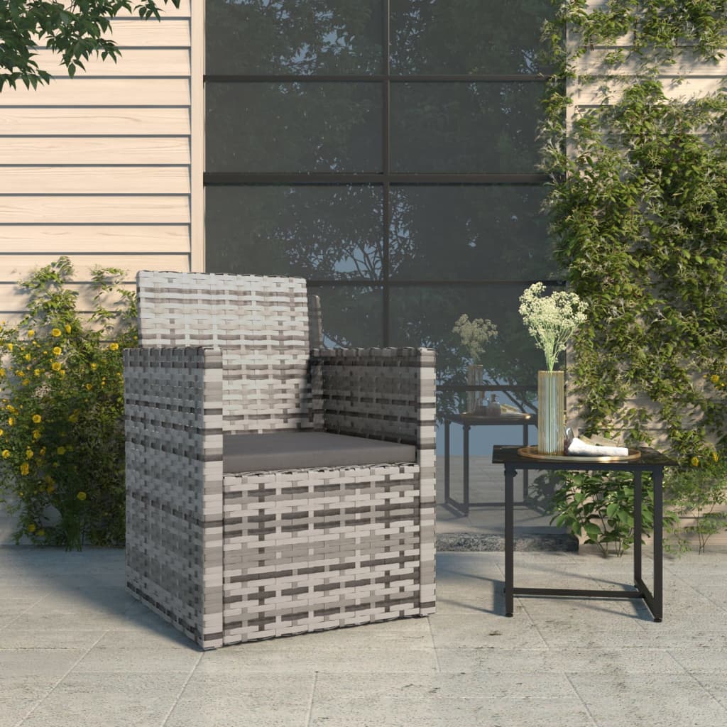 vidaXL Fotel ogrodowy z poduszką, szary, polirattan