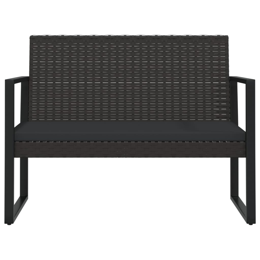 vidaXL Ławka ogrodowa z poduszkami, czarna, 106 cm, polirattan
