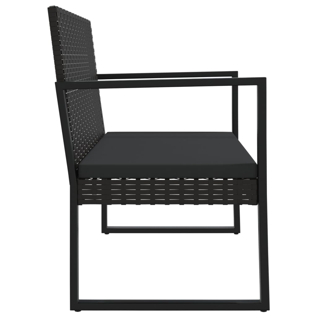 vidaXL Ławka ogrodowa z poduszkami, czarna, 106 cm, polirattan