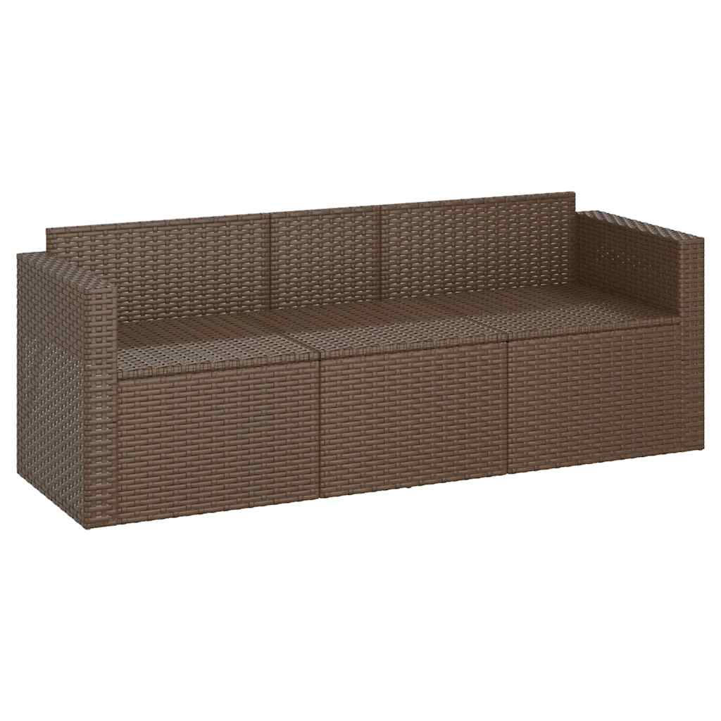 vidaXL 3-osobowa sofa ogrodowa z poduszkami, brązowa, polirattan