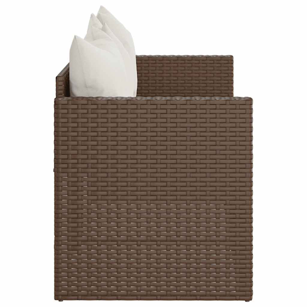 vidaXL 3-osobowa sofa ogrodowa z poduszkami, brązowa, polirattan