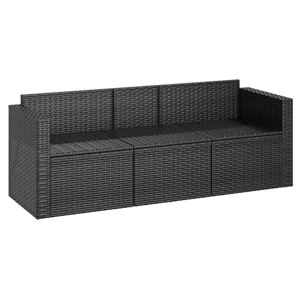 vidaXL 3-osobowa sofa ogrodowa z poduszkami, czarna, polirattan