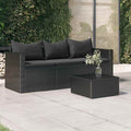 vidaXL 3-osobowa sofa ogrodowa z poduszkami, czarna, polirattan