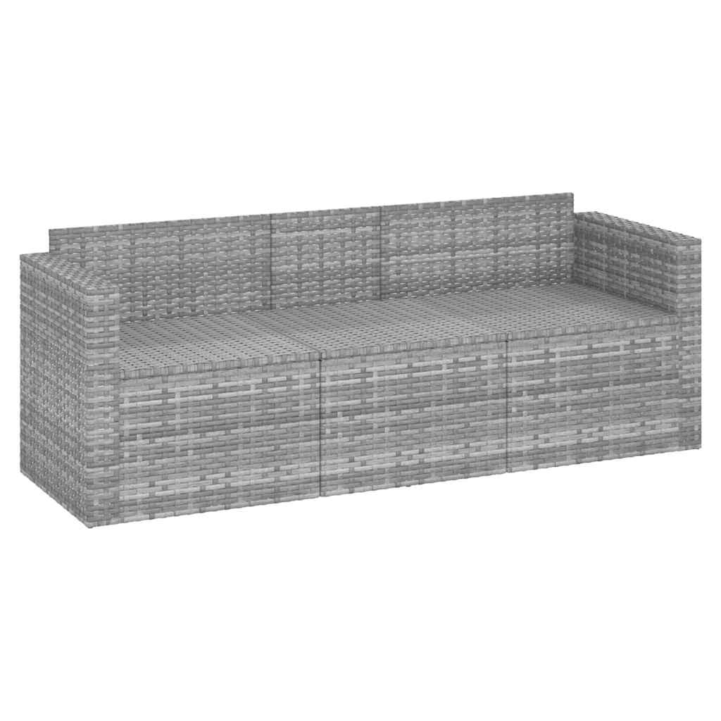 vidaXL 3-osobowa sofa ogrodowa z poduszkami, szara, polirattan