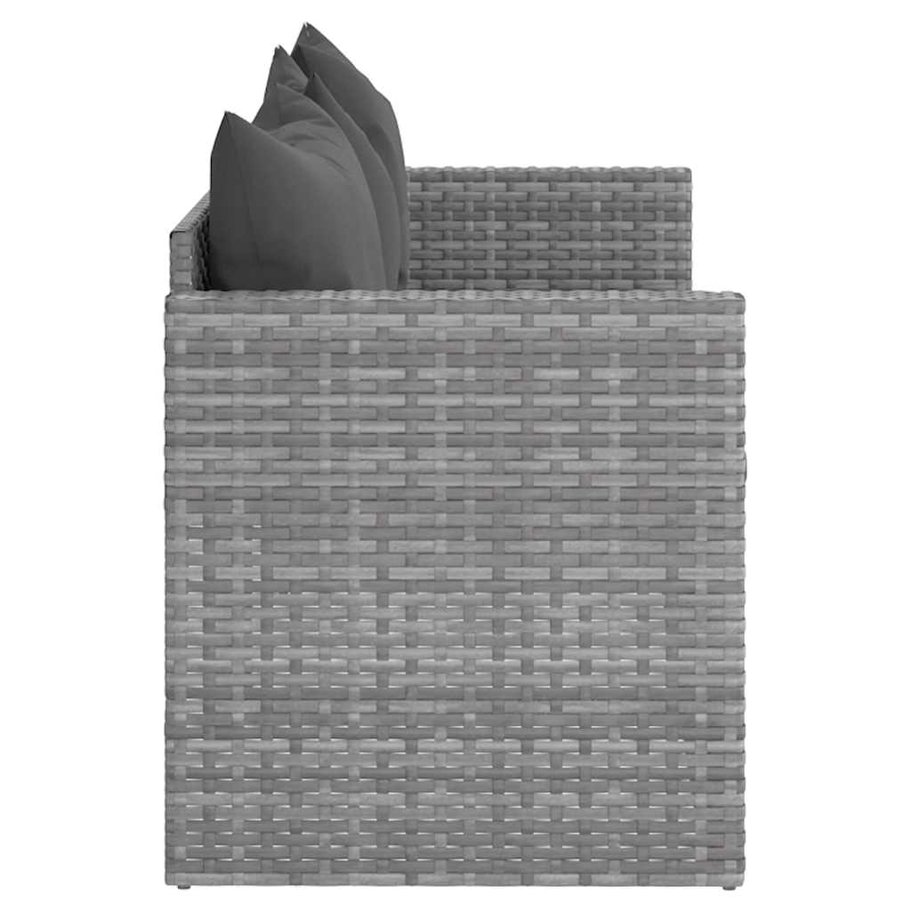 vidaXL 3-osobowa sofa ogrodowa z poduszkami, szara, polirattan