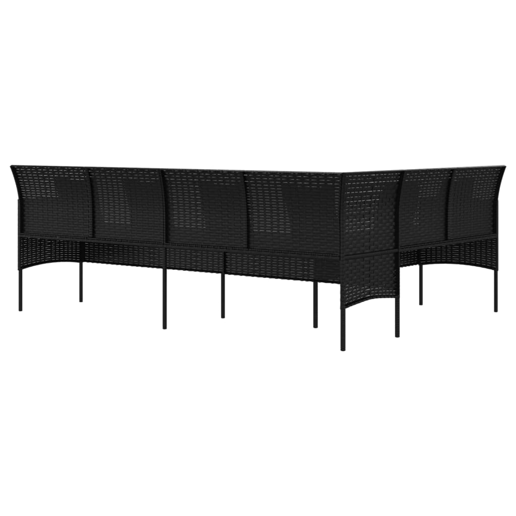 vidaXL Ogrodowa sofa narożna z poduszkami, czarny polirattan