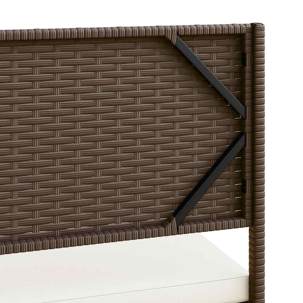 vidaXL Narożnik ogrodowy z poduszkami i stolikiem, rattan PE, brązowy