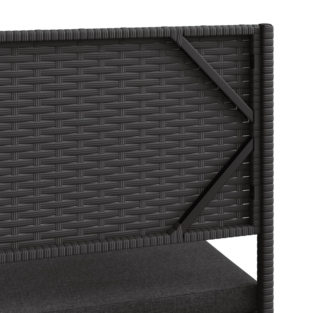 vidaXL Narożnik ogrodowy z poduszkami i stolikiem, rattan PE, czarny
