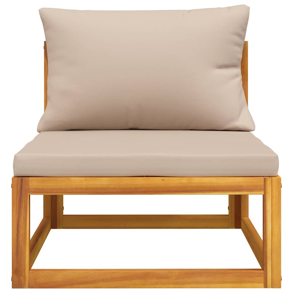 vidaXL Środkowa sofa ogrodowa z poduszkami w kolorze taupe, akacja