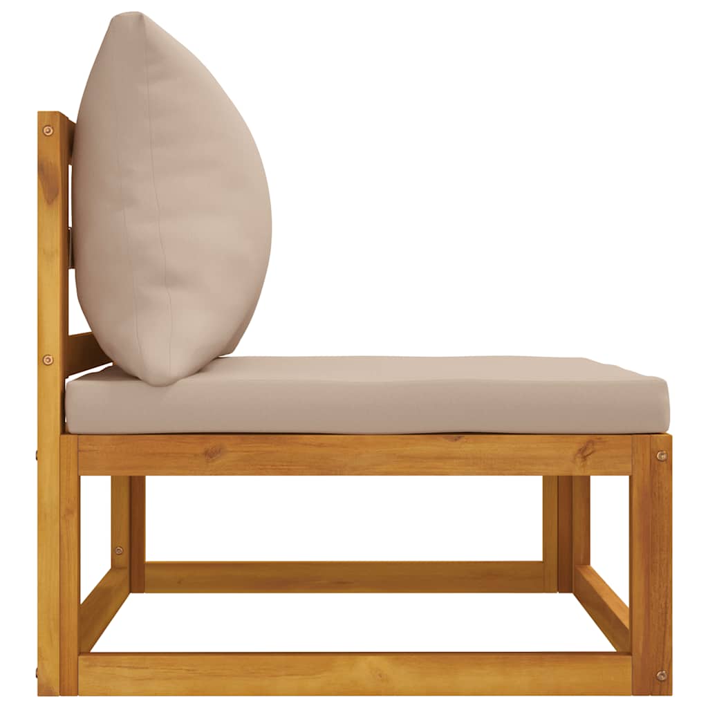 vidaXL Środkowa sofa ogrodowa z poduszkami w kolorze taupe, akacja